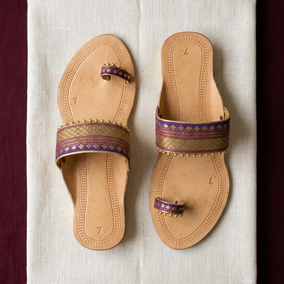 Women’s Purple Paithani Kolhapuri Heels