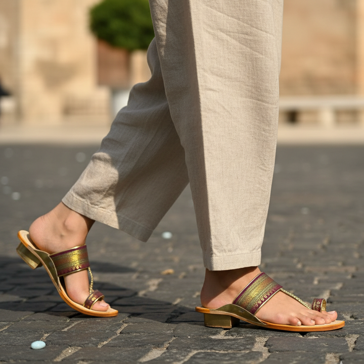 Women's Wine Berry Paithani Kolhapuri