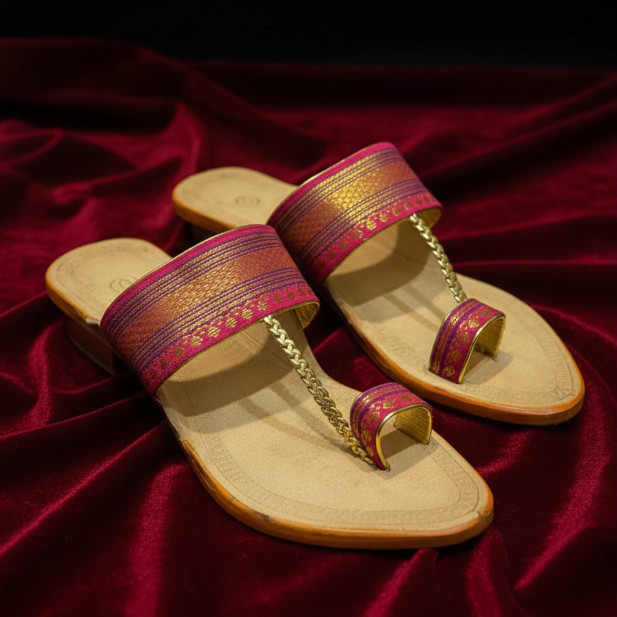 Women's Pink Paithani Kolhapuri