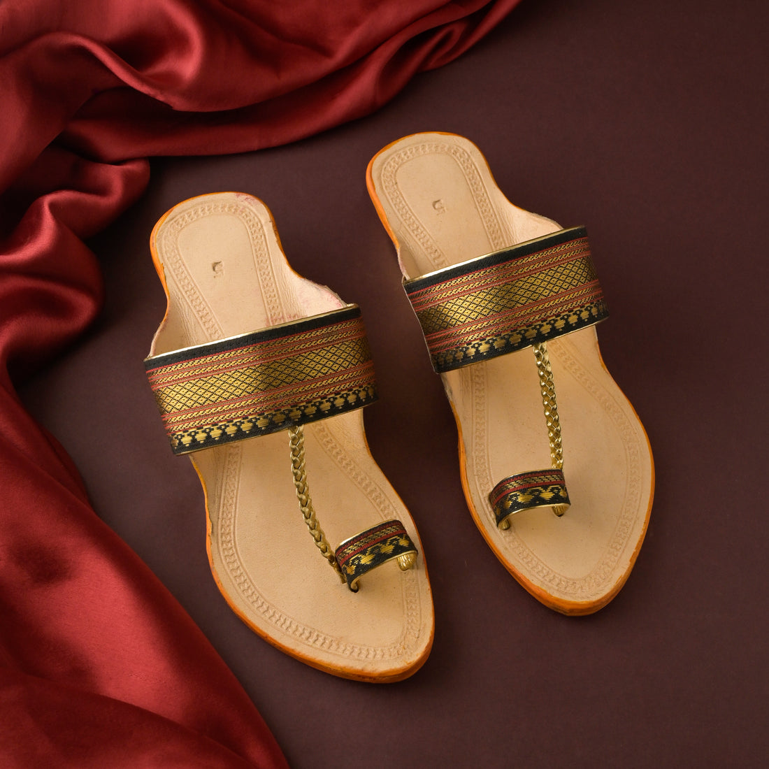 Women's Black Paithani Kolhapuri