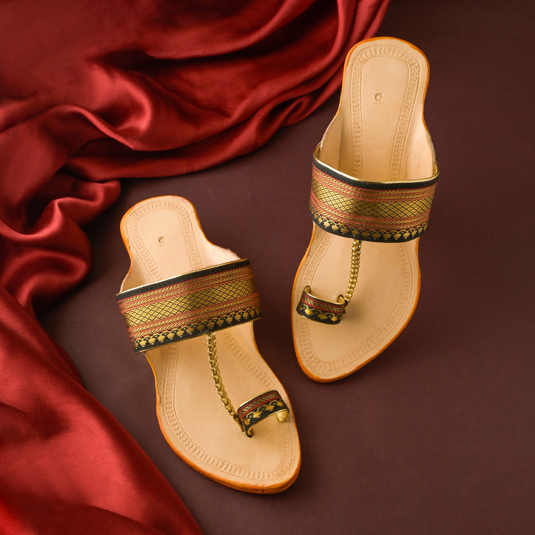 Women's Black Paithani Kolhapuri