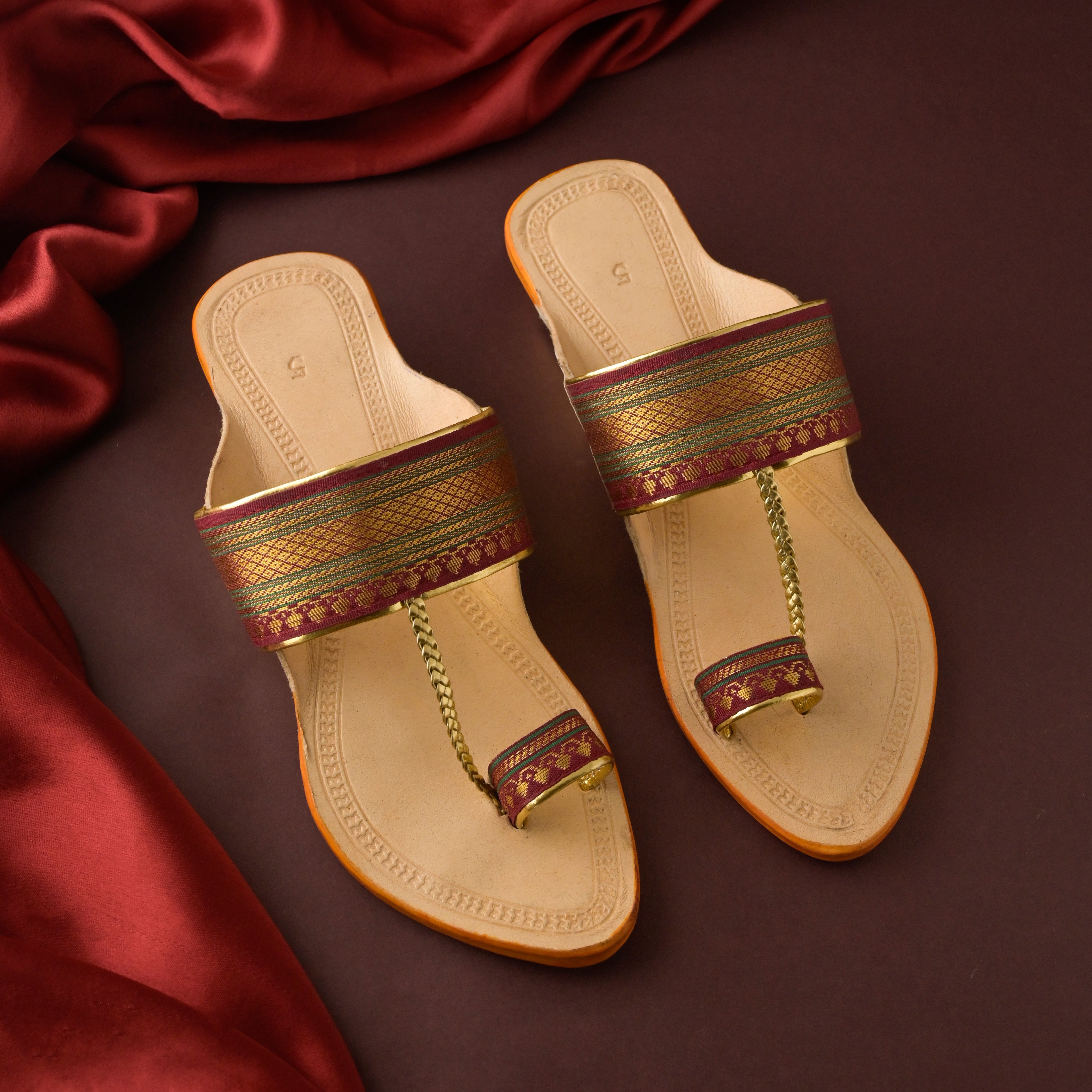 Women's Wine Berry Paithani Kolhapuri