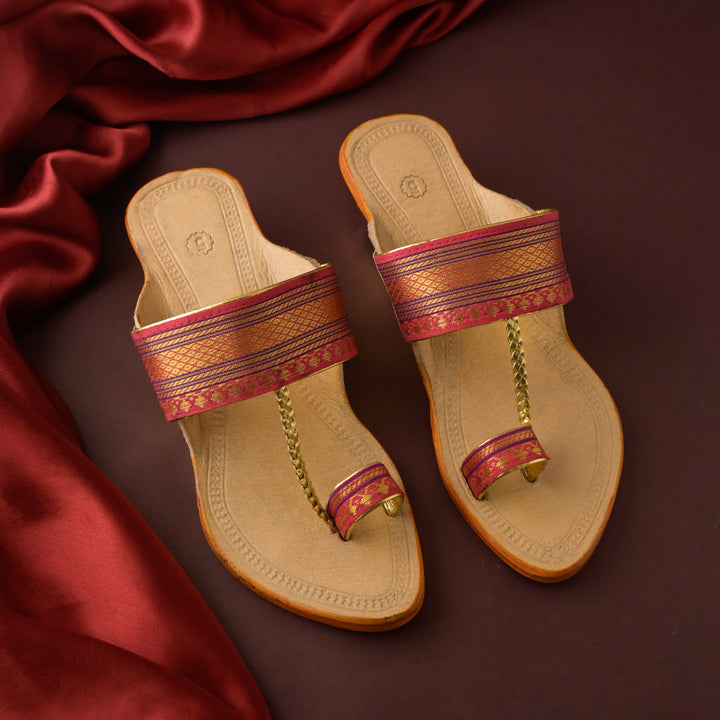 Women's Pink Paithani Kolhapuri