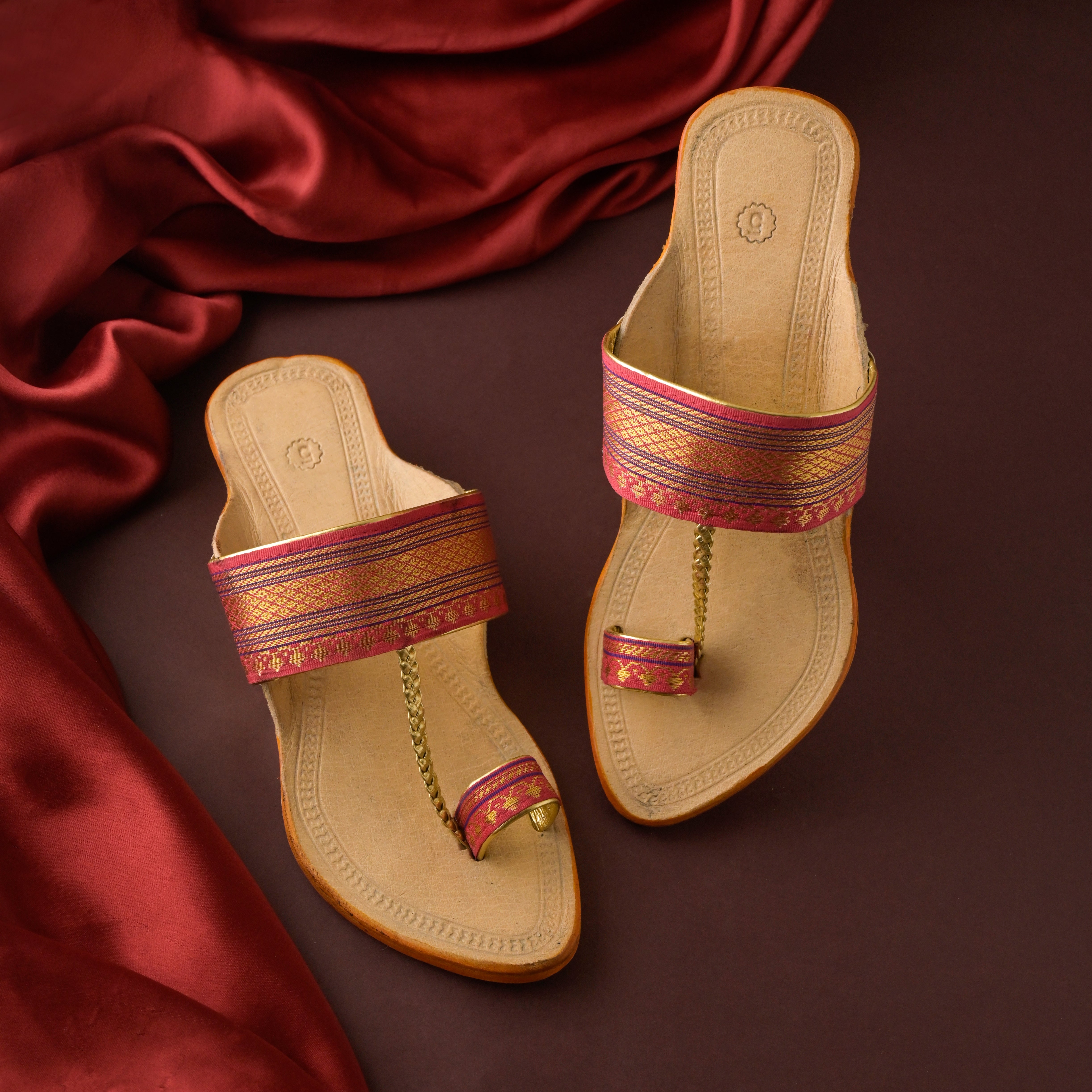 Women's Pink Paithani Kolhapuri